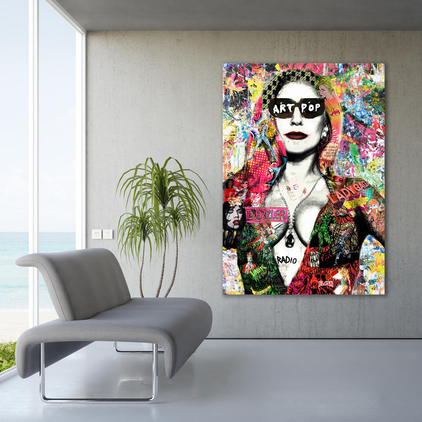 Banksy Lady GAGA Graffiti Pop Art Canvas, Banksy Style Pop Art - 167