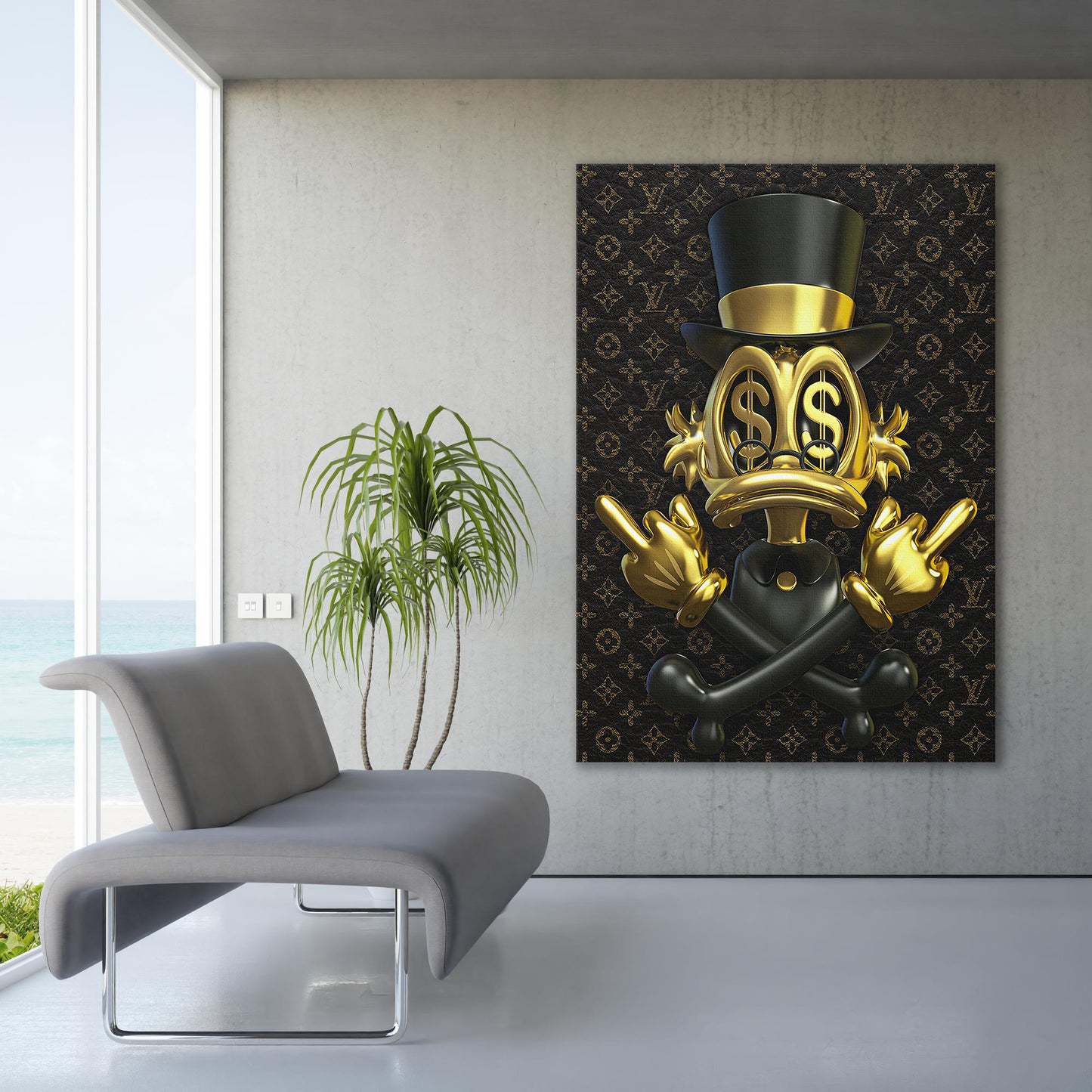 Scrooge McDuck Baloon Wall Art, Gold Mcduck Dollar Wall Decor, Dollar Wall Art - PPL101