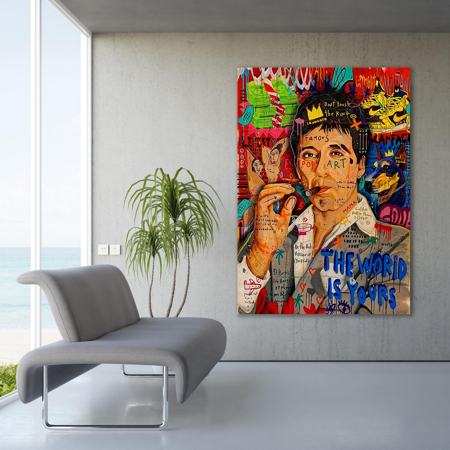 Banksy Al Pacino Graffiti Pop Art Canvas, Banksy Style Pop Art, Scarface Pop Art - 84