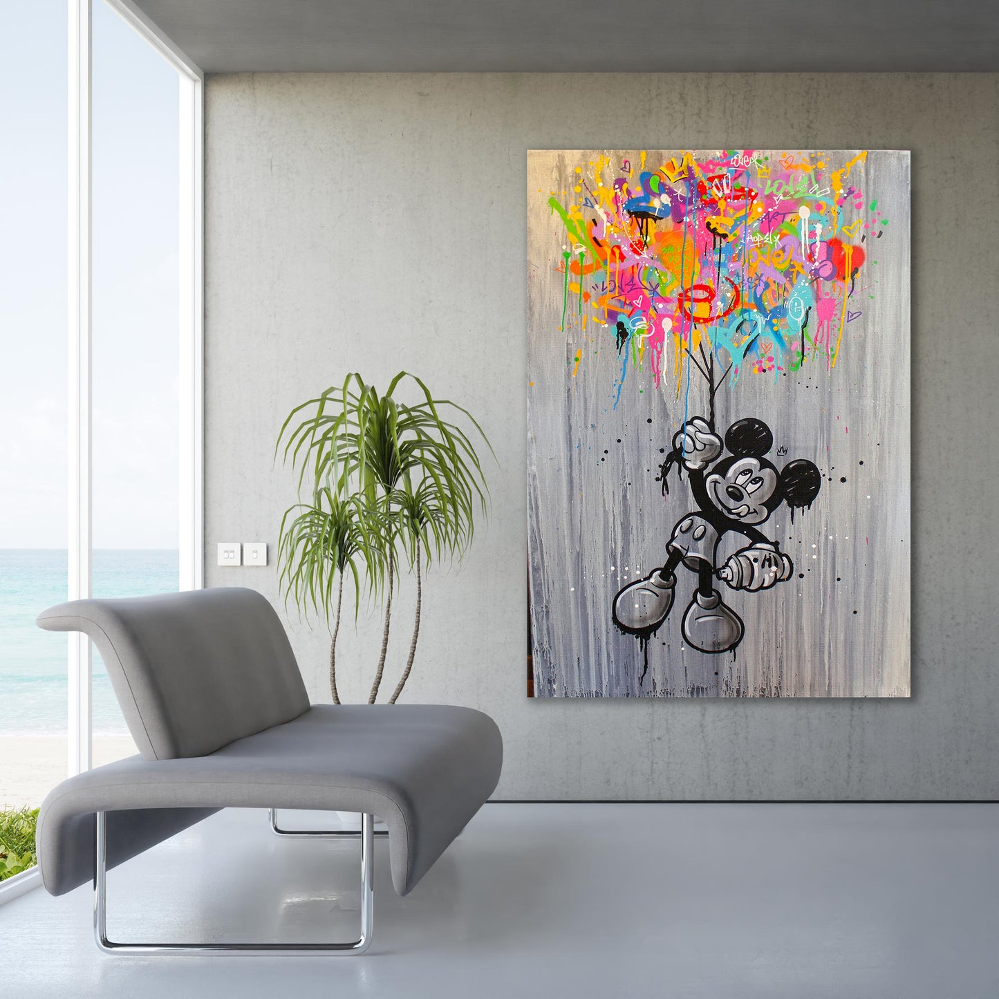 Abstract Mickey Balloon Mouse Canvas Wall Decor, Banksy Poster, Mickey Mouse Art - 81