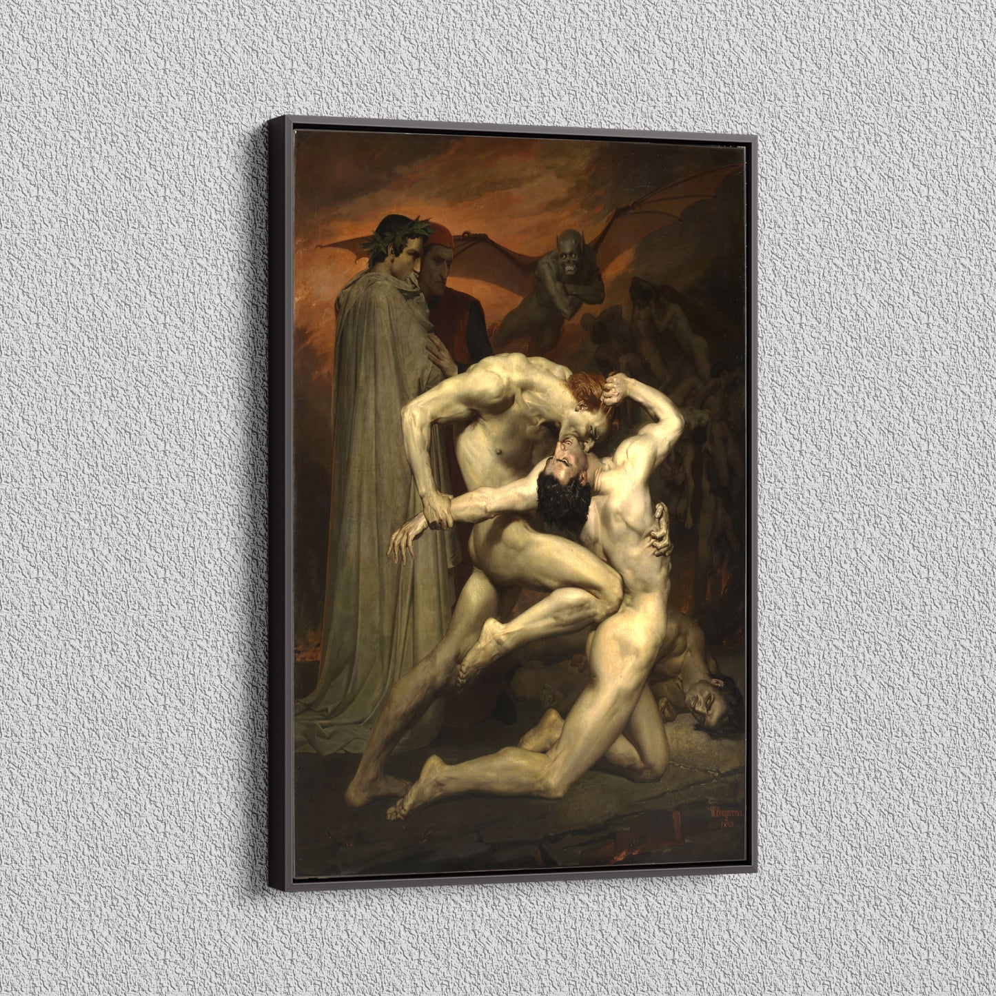 Dante and Virgil in Hell by William Adolphe Bouguereau, Vintage Wall art - PPL45