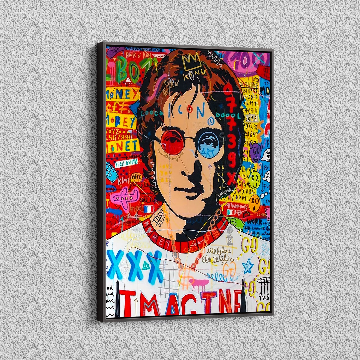 John Lennon Pop Art Oil Painting, Banksy Style  Street Graffiti Wall Art Pop 015