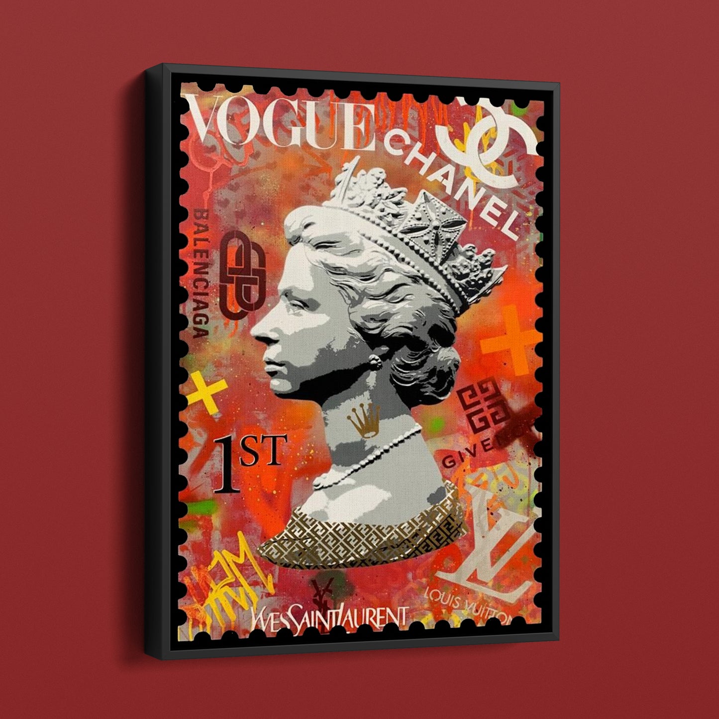 Her Majesty - Queen Elizabeth - Royalty Postage Stump Canvas Print - 302