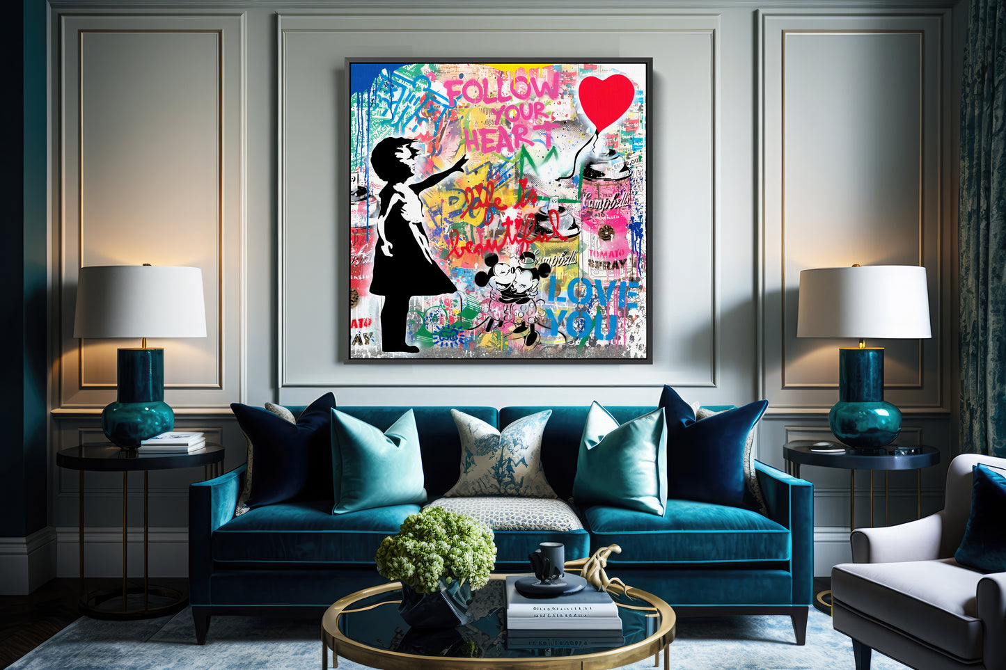 Banksy Graffiti Balloon Girl Canvas Wall Art, Luxury Painting Fashion Prints, Balloon girl Follow Your Heart