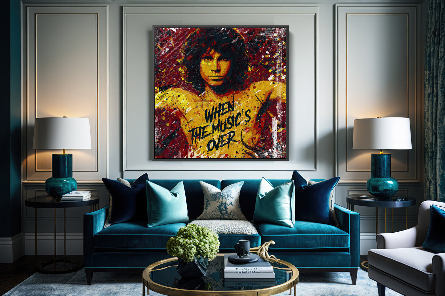 Jim Morrison Abstract Painting Canvas Wall Art, Square Canvas Wall Art - 158