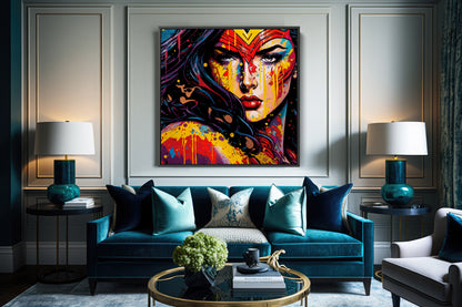 Wonder Woman Oil Paint Canvas Print Graffiti Square Canvas Art - 150