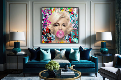 Square - Marilyn Monroe - Chupa Chups Pop Art Canvas Print, Banksy Art - 251