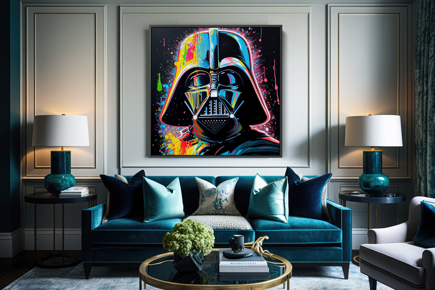 Darth Vader Pop Art Colorful Graffiti Square Canvas Art, Banksy Art - 134