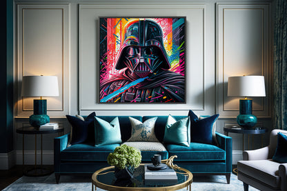 Darth Vader Colorful Oil Paint Canvas Print Graffiti Square Canvas Art - 138