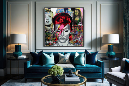 Banksy Graffiti David Bowie and Kate Moss Canvas Wall Art, Luxury Painting Fashion Prints - 128