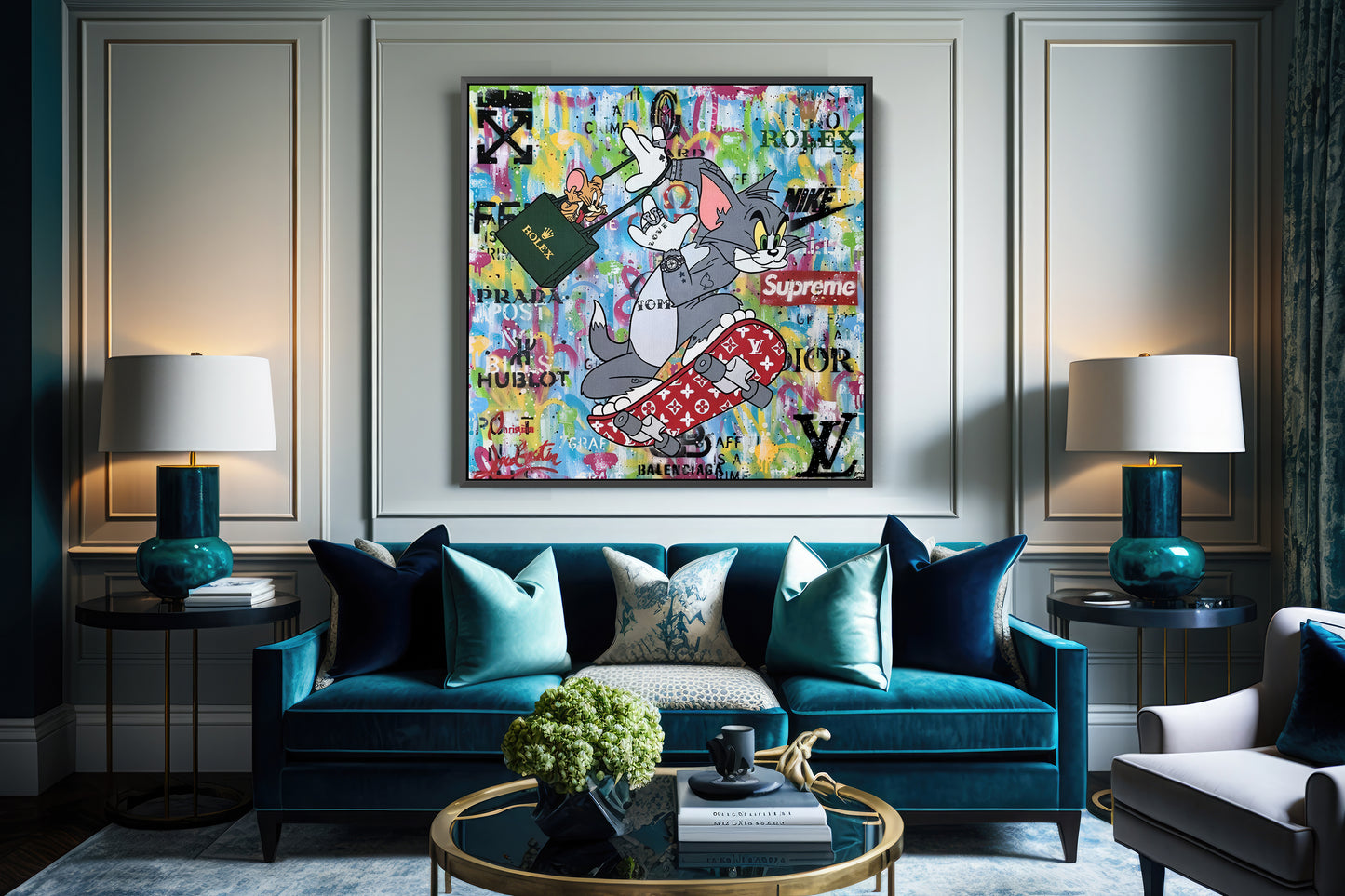 Tom & Jerry Popart Painting Canvas Print, Luxury Painting Fashion Prints - 120