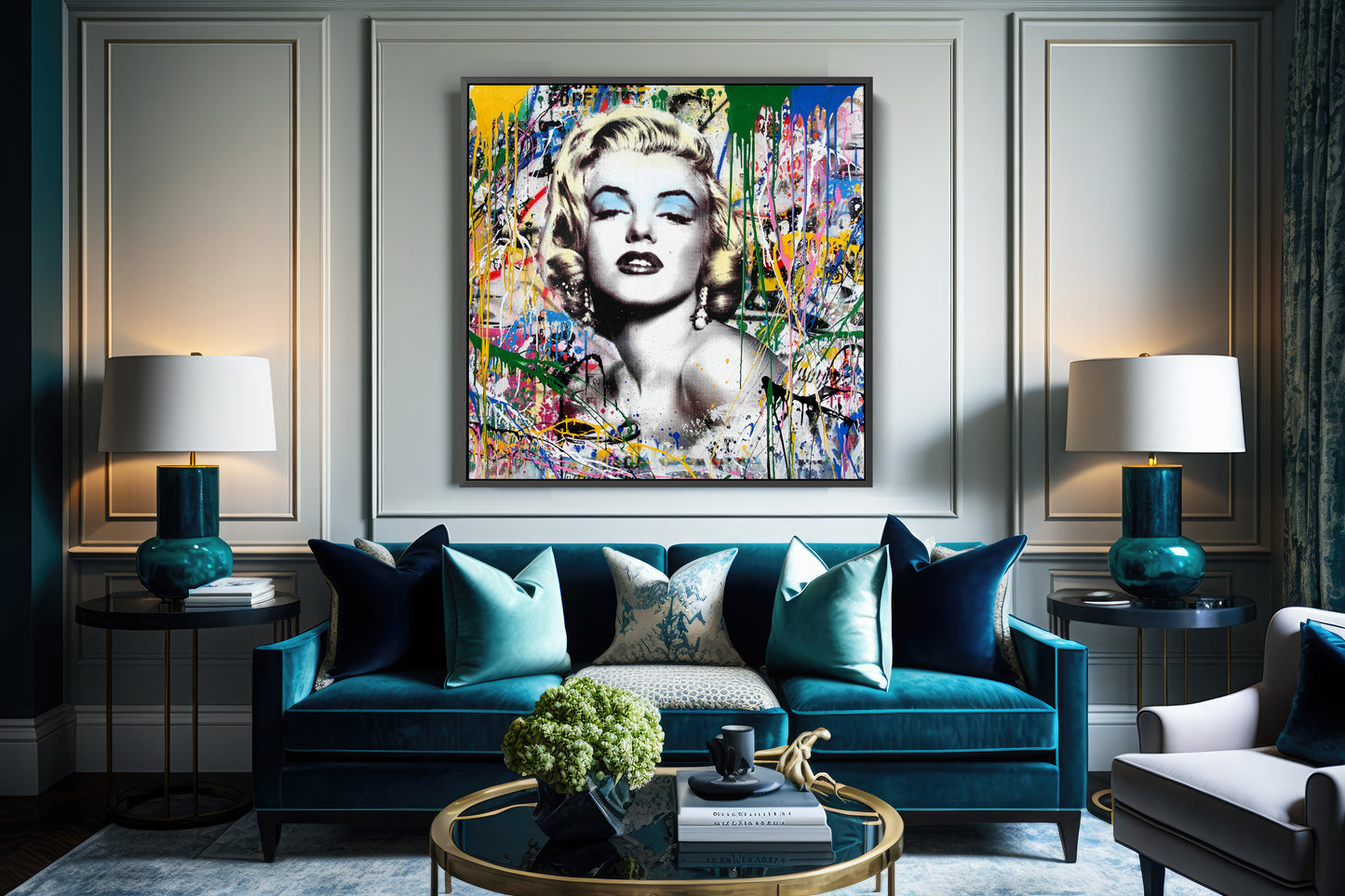 Banksy Square Marilyn Monroe Graffiti Pop Art Canvas, Banksy Style Pop Art - 89