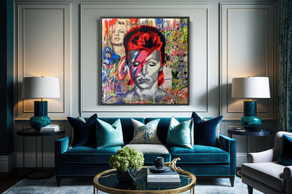 Banksy Graffiti David Bowie Canvas Wall Art, Luxury Painting Fashion Prints, David Bowie - 87