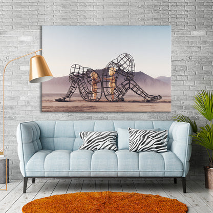 Alexander Milov Two People Turning Their Backs On Each Other At Burning Man Framed Canvas Wall Art -PPL03