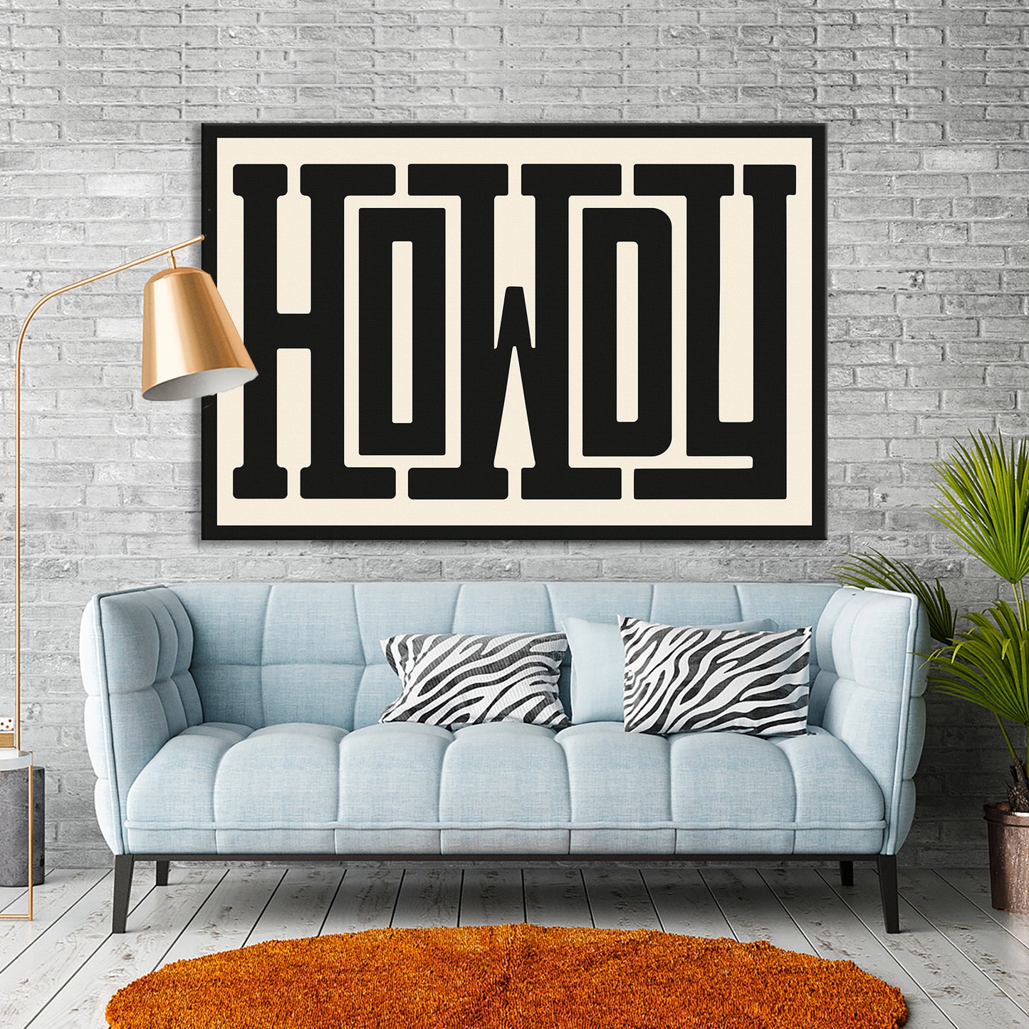 Howdy Typography Canvas Art Print, Western Decor, Southwestern Wall Art