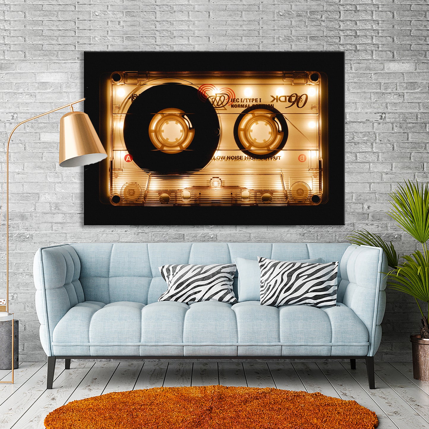 Shining Audio Cassette Canvas Wall Art , Retro Music Wall Art, Audio Cassette - PPL-107