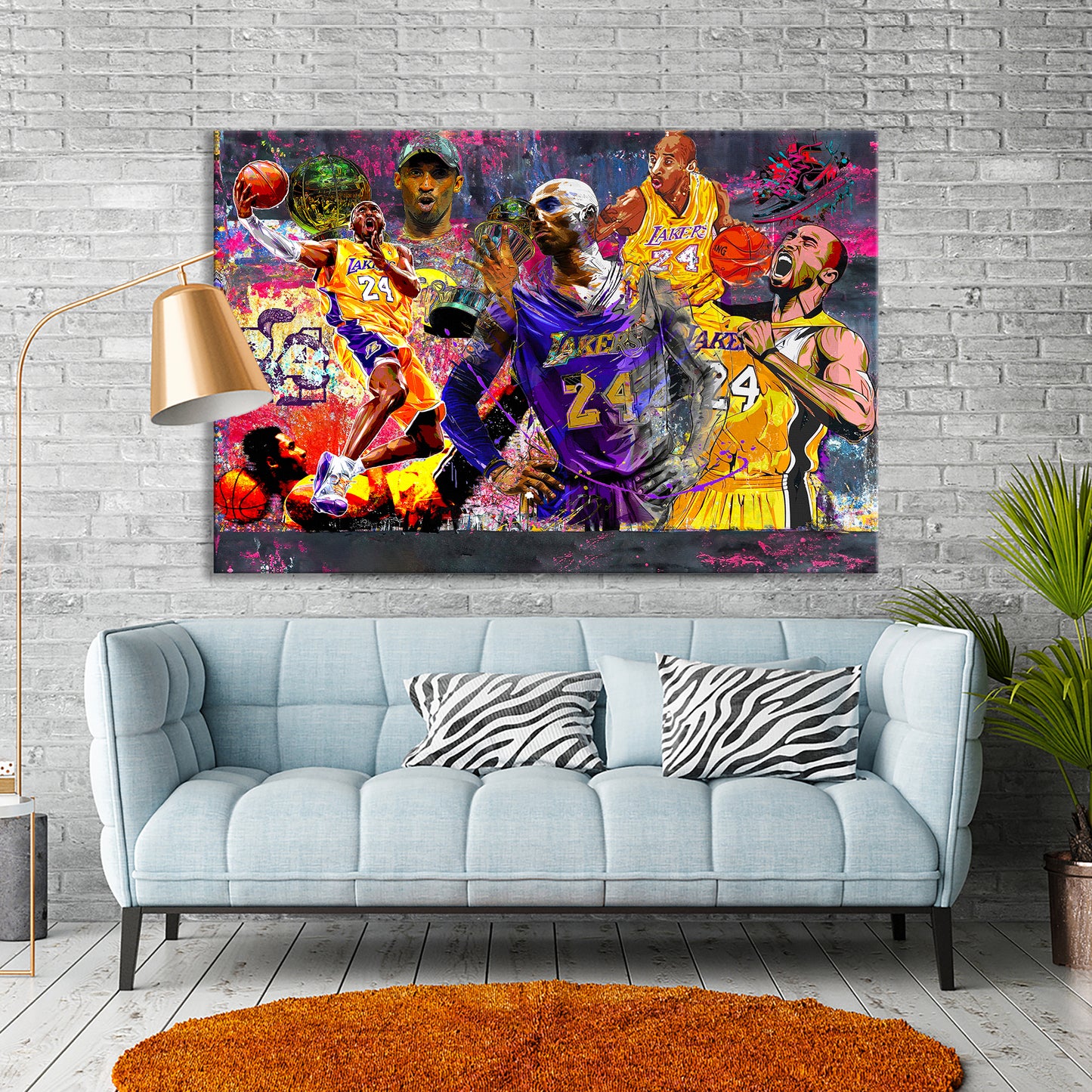 Banksy Style Kobe Bryant Graffiti Canvas Pop Art, Champ Kobe Bryant - 188