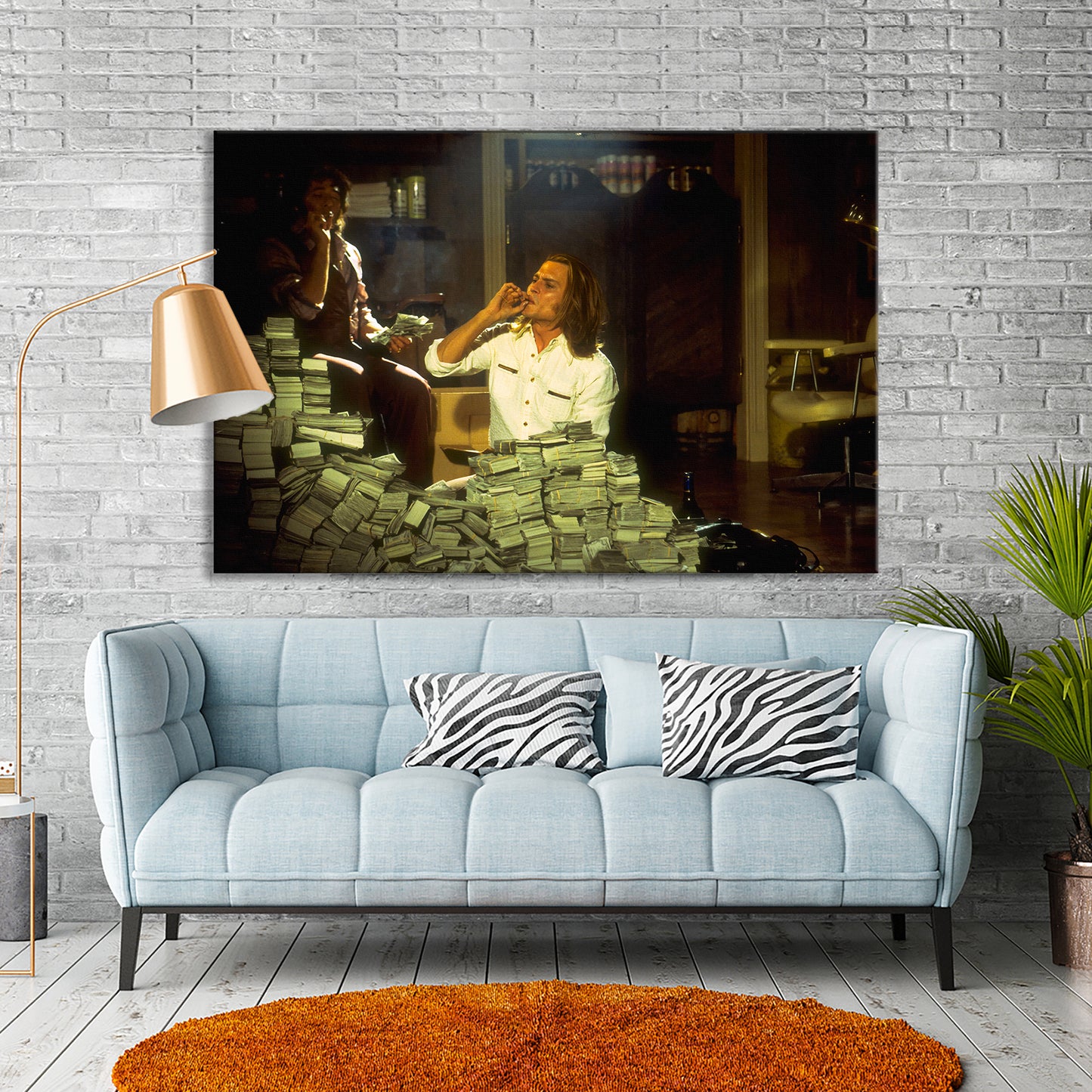 Blow Money Johnny Depp Canvas Wall Art, Blow Piles Of Cash Movie Poster PPL10