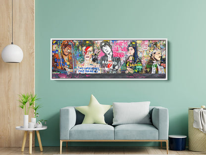 Banksy  Panoramic Multi Rockstar Pop Art, David Bowie, Amy winehouse, Freddie Mercury, Jimi Hendrix - 166