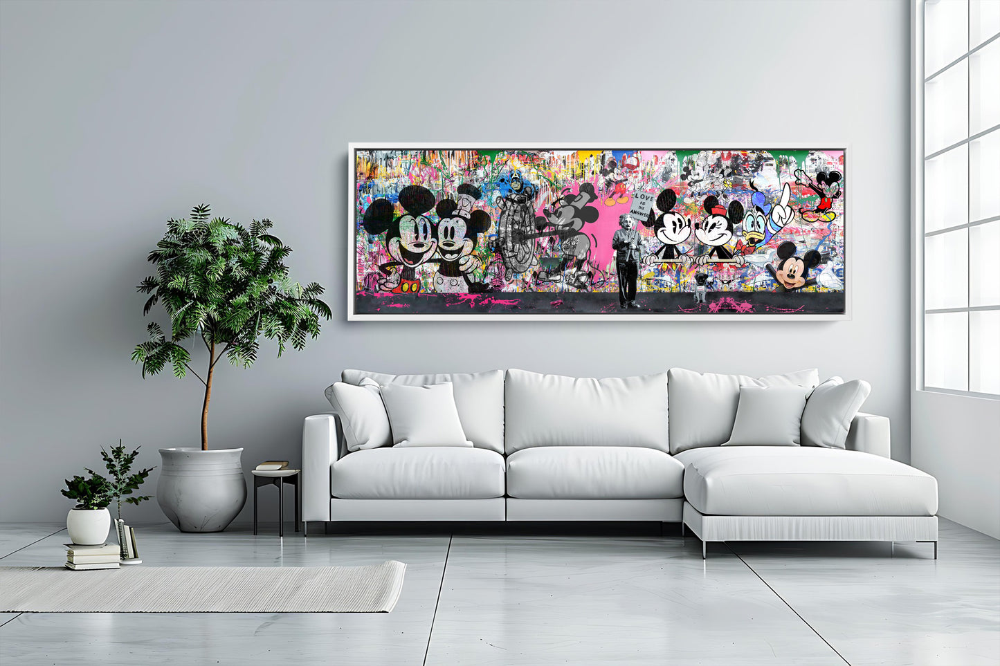 Banksy  Panoramic Multi Mickey Mouse Pop Art Graffiti Canvas - 237