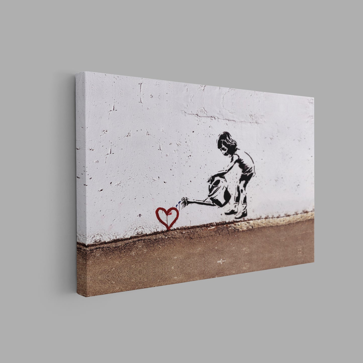 Banksy Watering Love Canvas Wall Art, Framed Banksy Canvas, Banksy Art Graffiti Poster - 76