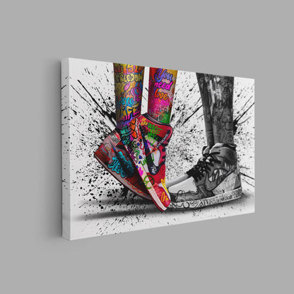 Air Jordan Shoes Canvas Wall Art, Banksy Nike Shoe Picture, Love Poster, Urban Grafitti - 75