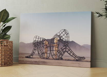 Alexander Milov Two People Turning Their Backs On Each Other At Burning Man Framed Canvas Wall Art -PPL03