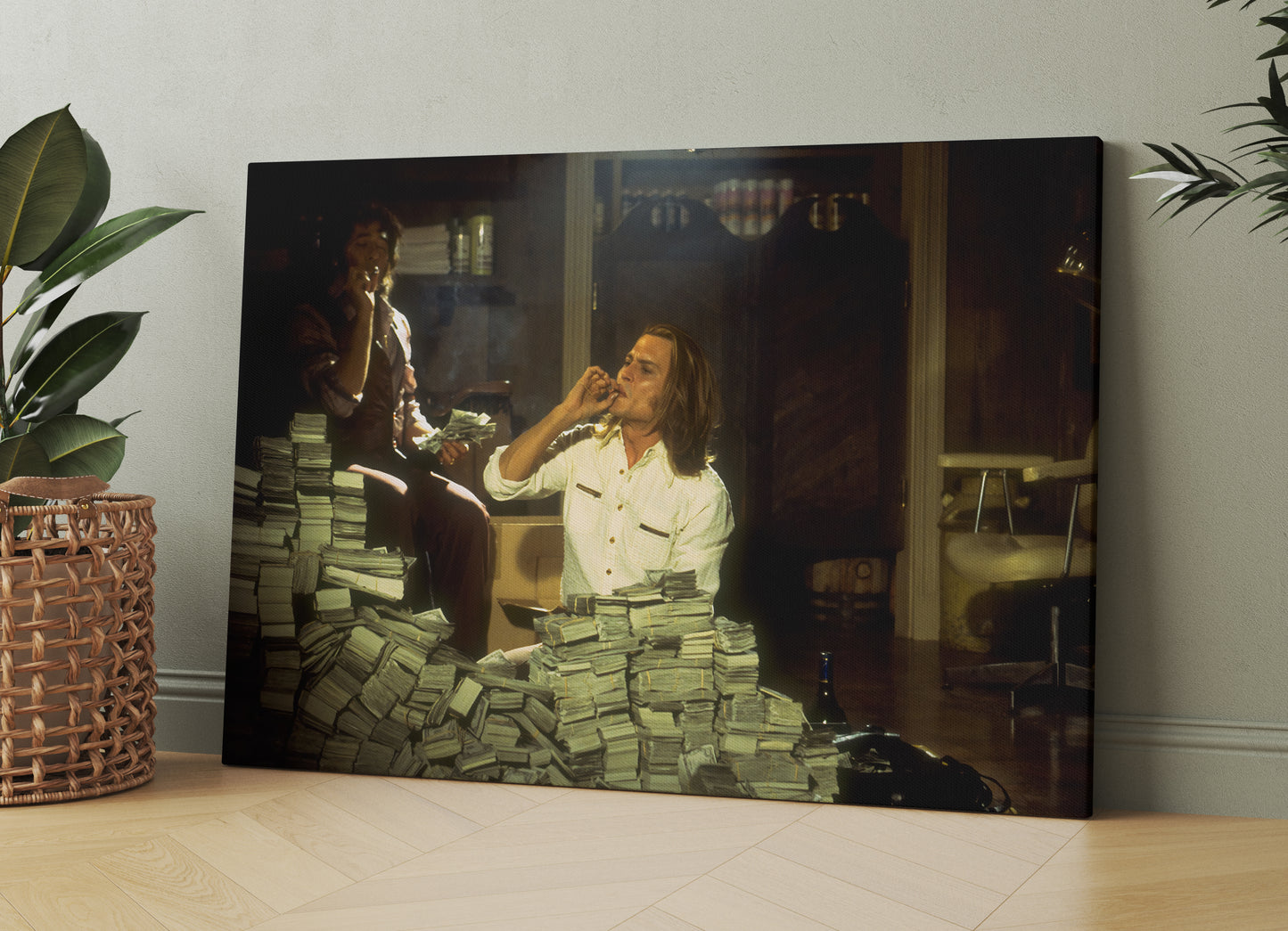 Blow Money Johnny Depp Canvas Wall Art, Blow Piles Of Cash Movie Poster PPL10