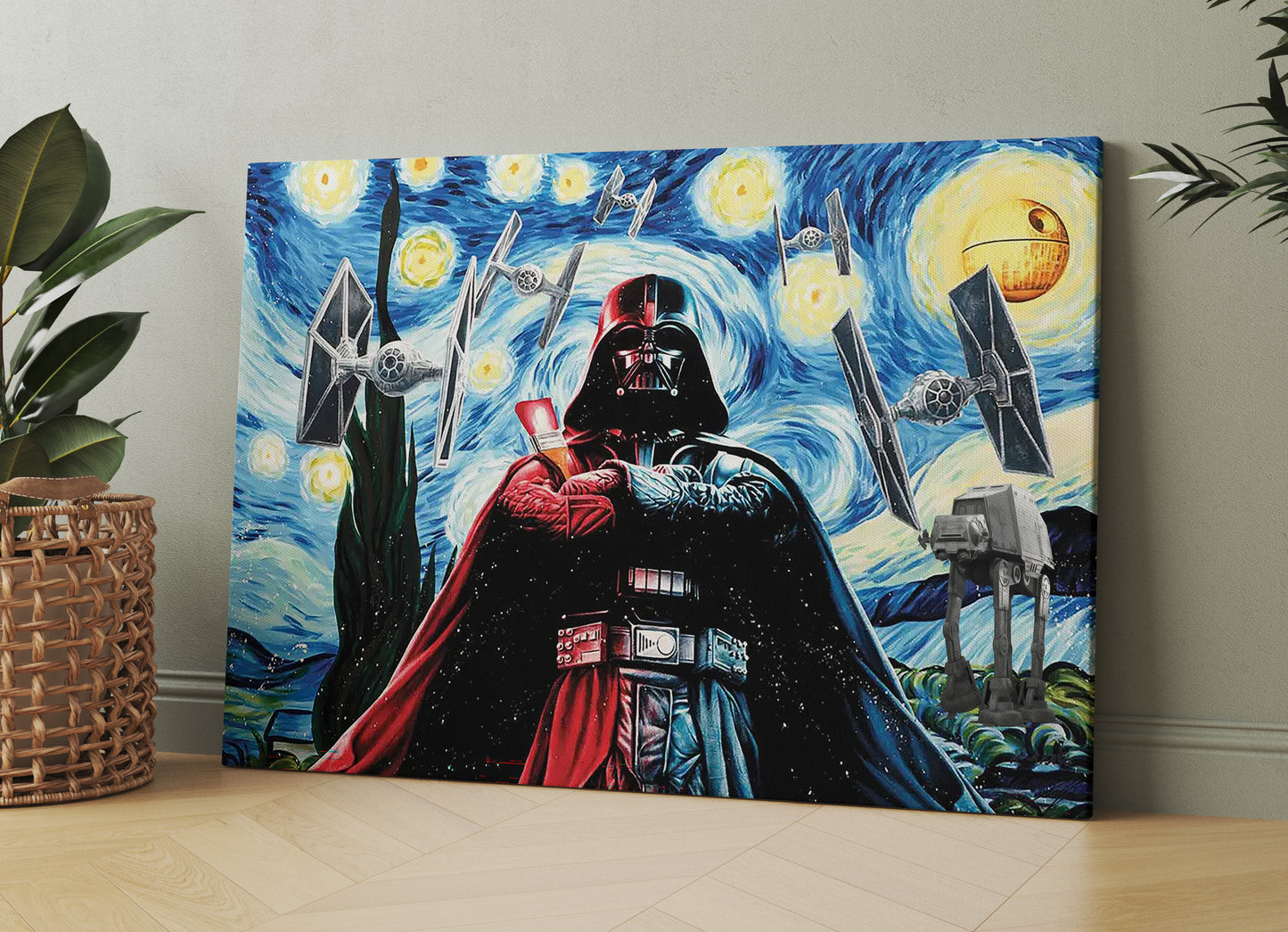 Starry Night Darth Vader Oil Painting Canvas Print, Star Wars Pop Art, Abstract Darth Vader Wall Art, Darth Vader Gift - 182