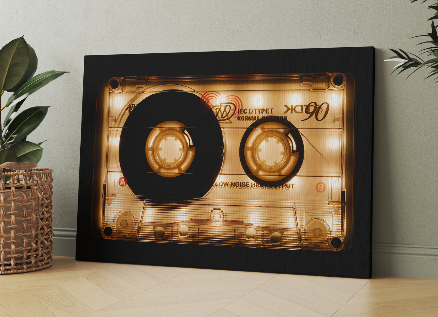 Shining Audio Cassette Canvas Wall Art , Retro Music Wall Art, Audio Cassette - PPL-107