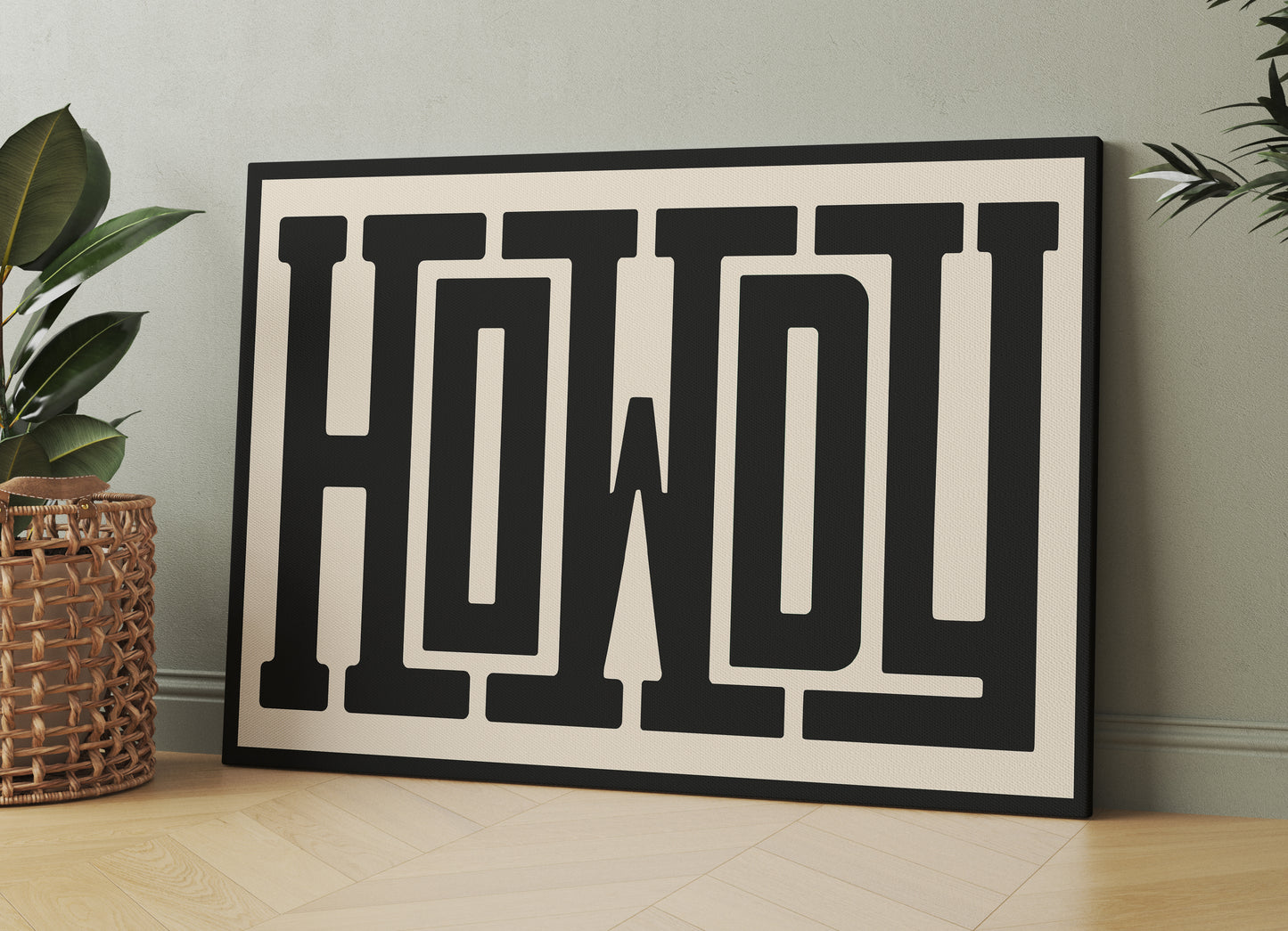 Howdy Typography Canvas Art Print, Western Decor, Southwestern Wall Art