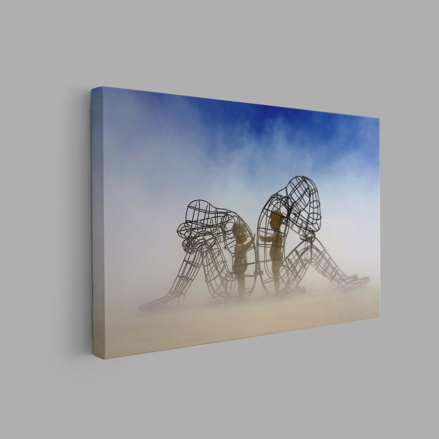 Two People Turning Their Backs On Each Other At Burning Man Framed Canvas Wall Art, Children Imprisoned in Adult Bodies, Alexander Milov ART