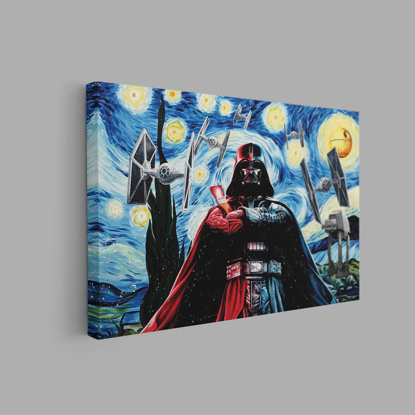 Starry Night Darth Vader Oil Painting Canvas Print, Star Wars Pop Art, Abstract Darth Vader Wall Art, Darth Vader Gift - 182