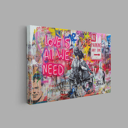 Banksy Love Is All We Need Canvas Wall Art, Banksy Canvas, Banksy Pop Art Wall Art Graffiti Wall Art Street Art Print Banksy Love Print - 71