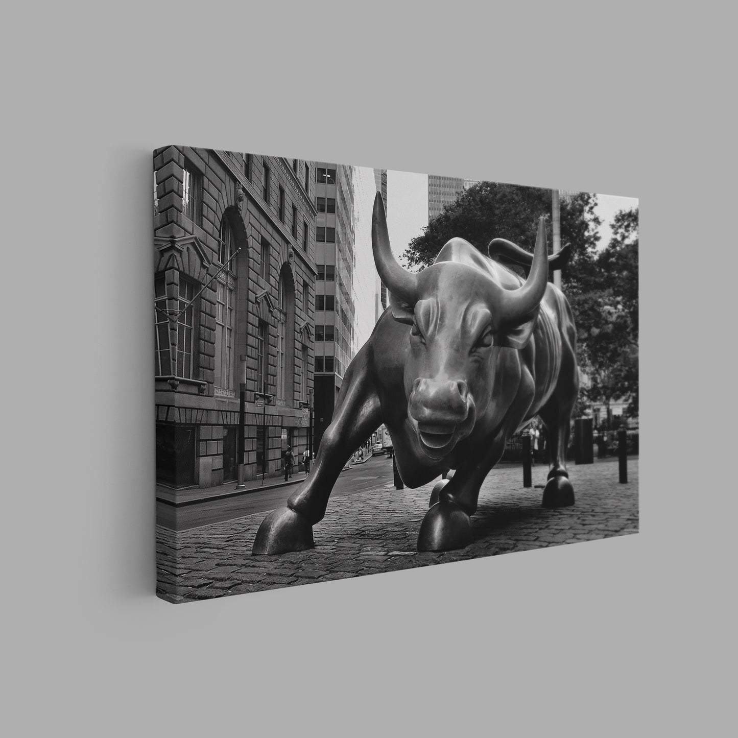 Black And White Wall Street Bull, New York Bull Statue, Charging Bull - PPL-65