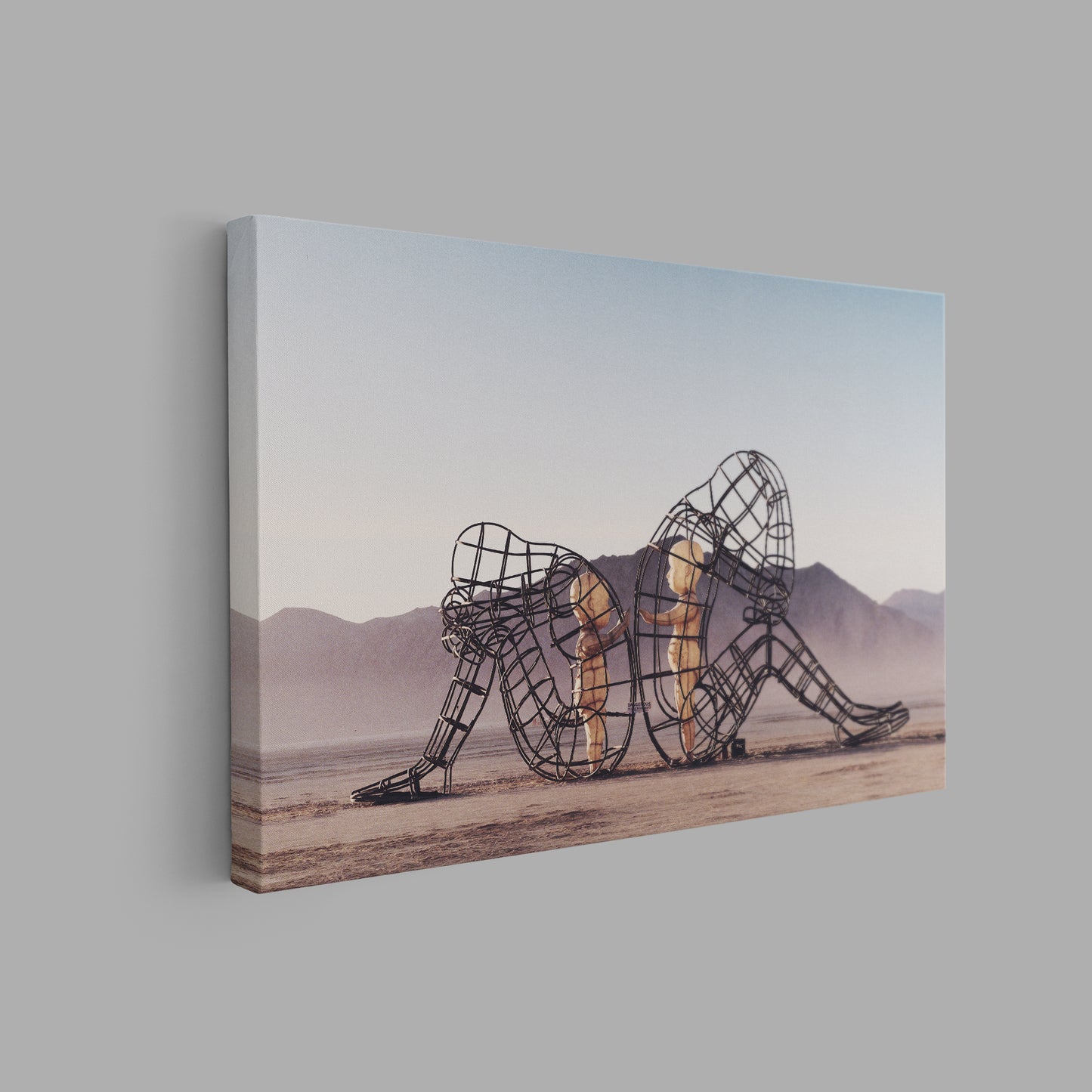 Alexander Milov Two People Turning Their Backs On Each Other At Burning Man Framed Canvas Wall Art -PPL03