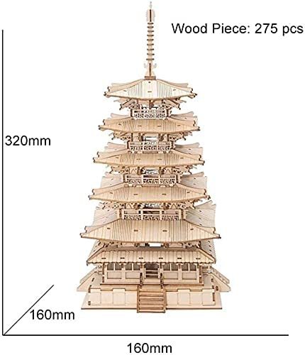 Five-storied Pagoda 3D Wooden Puzzle Toys For Children Kids Birthday Gift TGN02