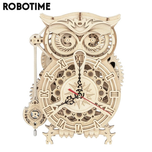 Creative DIY Toys 3D Owl Wooden Clock Building Block Kits For Children Christmas Gifts Home Decoration LK503