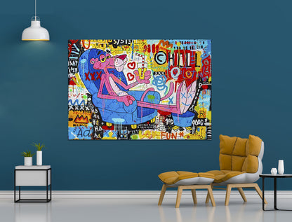 Pink Panther Pop Art Oil Painting Graffiti Wall Art - Pop 023