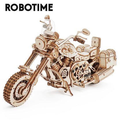 Rokr Cruiser Motorcycle DIY Wooden Model 420 Pcs Building Block Kits Funny Toys Gifts For Children Adults