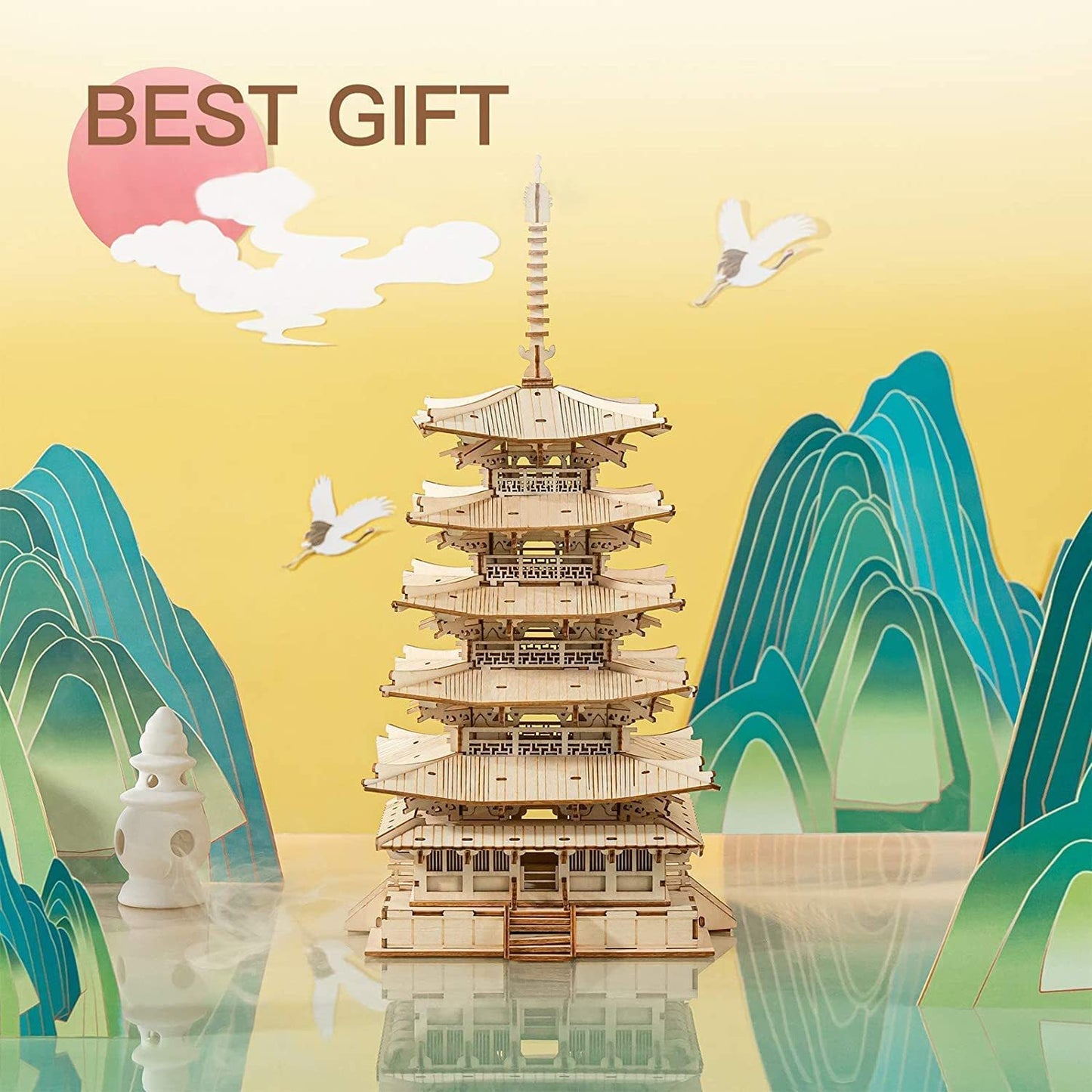 Five-storied Pagoda 3D Wooden Puzzle Toys For Children Kids Birthday Gift TGN02