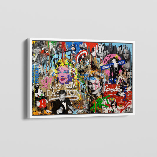 Lets Talk Fashion Pop Art Multi Character Graffiti Pop Art Canvas Wall Art - 266