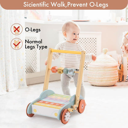 Wooden Baby Walker Push With ABC 123 Traffic Sign Gifts For Todders 3 Year