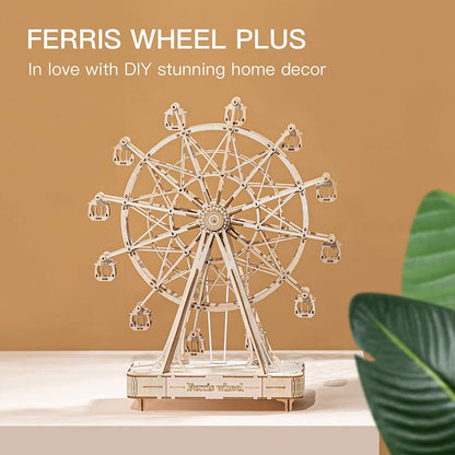 DIY Wooden Rotatable Ferris Wheel Model With Playing Music Toys For Children Birthday TGN01