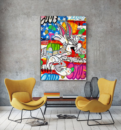 Bugs Bunny Banksy Pop Art Canvas Print - Bugs Bunny Pop Art Graffiti Wall Art, Pop Art Graffiti Home Decor, Pop Art Room Decor - 18