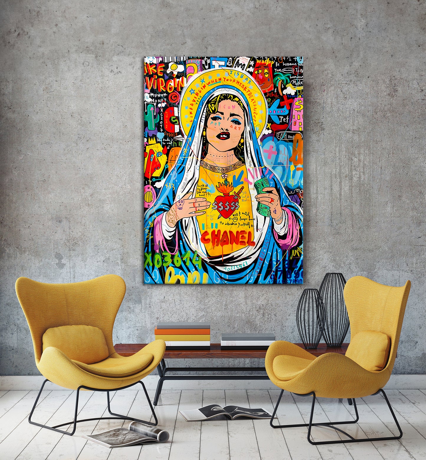 Banksy Madonna Graffiti Pop Art Canvas, Banksy  Style Pop Art, Madonna Pop Art , Street Graffiti Wall Art, Madonna Poster - 44