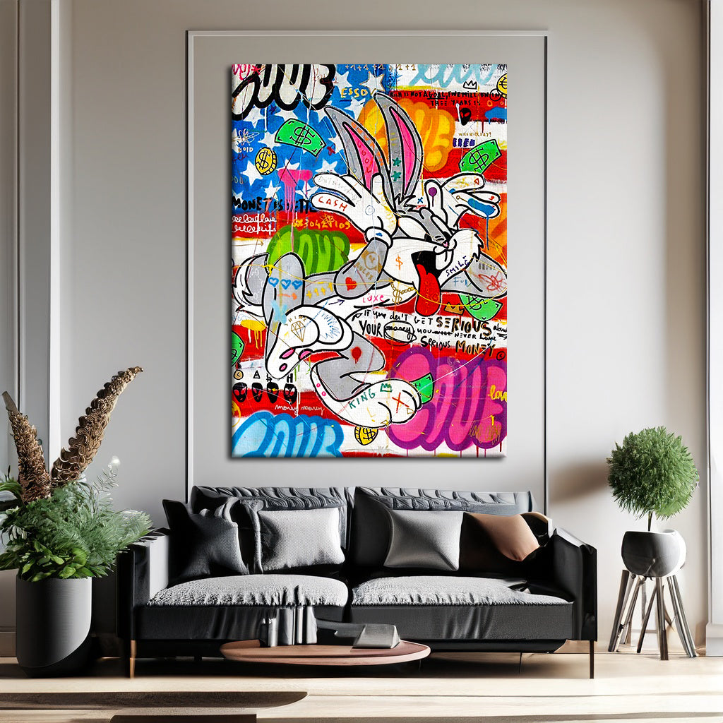 Bugs Bunny Banksy Pop Art Canvas Print - Bugs Bunny Pop Art Graffiti Wall Art, Pop Art Graffiti Home Decor, Pop Art Room Decor - 18