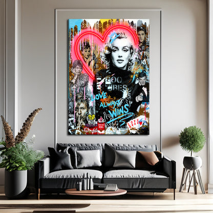 Banksy Marilyn Monroe - Love Always Wins - Graffiti Pop Art Canvas - 267