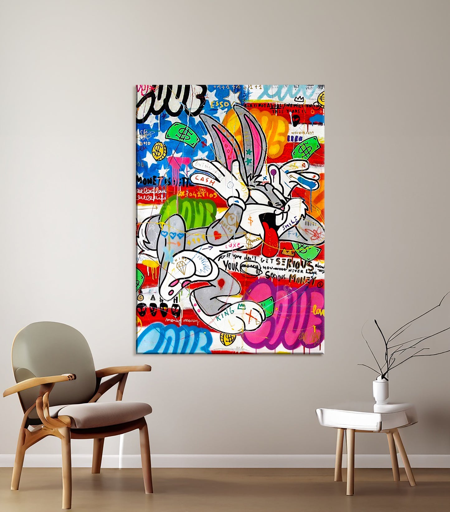 Bugs Bunny Banksy Pop Art Canvas Print - Bugs Bunny Pop Art Graffiti Wall Art, Pop Art Graffiti Home Decor, Pop Art Room Decor - 18