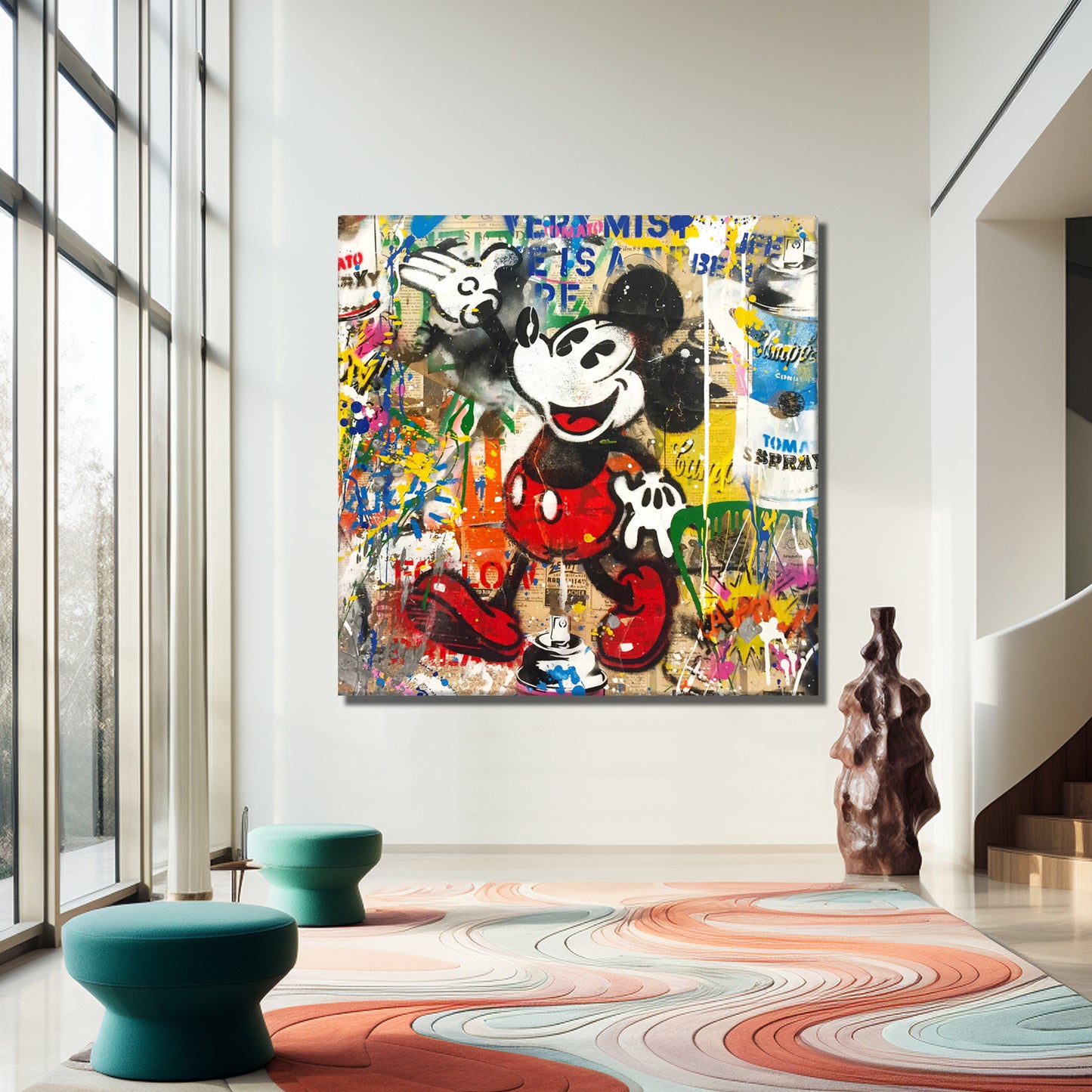 Mickey Mouse Vintage Pop Art Canvas Print, Luxury Painting Fashion Prints - 107